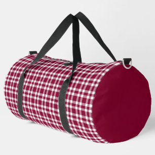 Sac De Sport Bourgogne Motif Carreaux Blanc Grand