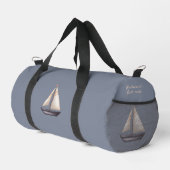 Sac De Sport Brown Sailing Boat and Name on Gray (Coin droit)