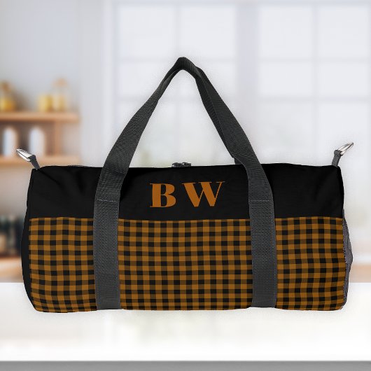 Sac De Sport Brûlé Orange noir Buffalo Check Bold Monogramme
