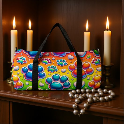 Sac De Sport Bubble Paw Print Rainbow Travel 
