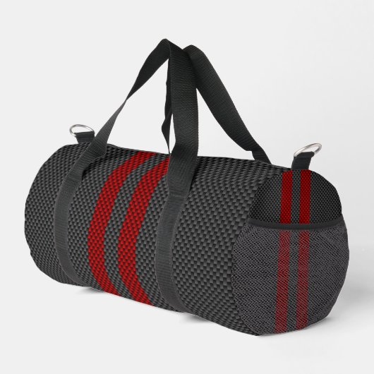 Sac De Sport Burgundy Red Carbon Fibres Stripes (Coin droit)