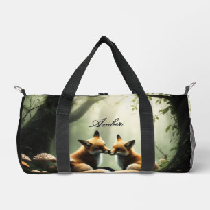 Sac De Sport Câlins de renard dans une forêt brumeuse Personnal