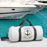 Sac De Sport Capitaine Ancre Nom du bateau Gold Laurel Star Gym<br><div class="desc">Un ancre nautique conçu sur mesure, des feuilles de lauriers de style or et une étoile d'or avec grade de capitaine ou autre titre et votre nom ou nom de bateau personnalisé sur une salle de sport élégante ou un sac à dos de voyage. Ce design est en bleu marine...</div>