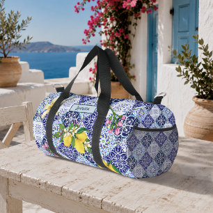 Sac De Sport Carreau de motif sicilien méditerranéen citrique b