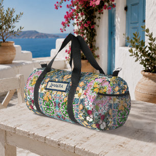 Sac De Sport Carreaux Floraux Italiens Siciliens Bleus Rose Élé