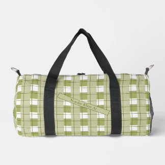 Sac De Sport Carreaux Verts et Blancs, Votre Nom