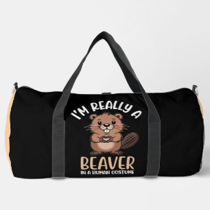Sac De Sport Castor Dans Un Costume Humain