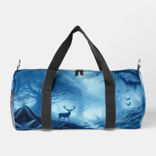 Sac De Sport Cerf dans une forêt sombre de brume bleue