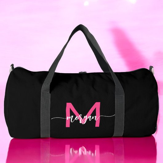 Sac De Sport Chaud rose noir Monogramme Nom Fille's Script Spor
