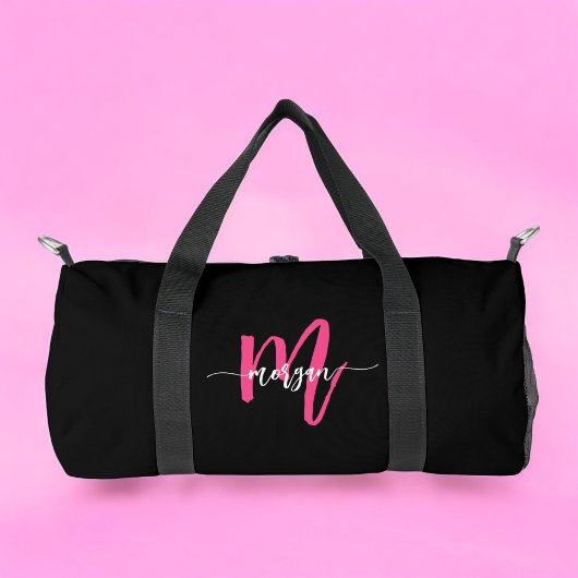 Sac De Sport Chaud rose noir Monogramme Nom Fille's Script Spor