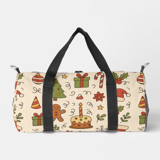 Sac De Sport Cheerful Christmas Doodle Pattern (Recto)