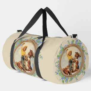 Sac De Sport Cheval vintage Western Cowgirl Avec Fleurs De Cord