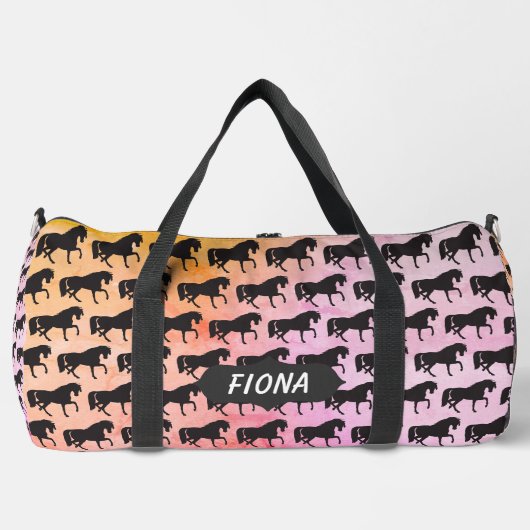 Sac De Sport Chevaux noirs cabrés (Recto)