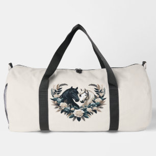 Sac De Sport Chevaux noirs et blancs en amour
