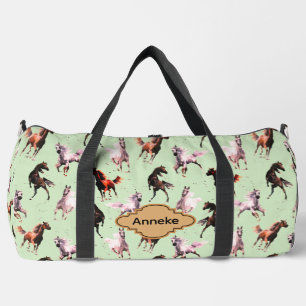 Sac De Sport Chevaux sauvages sur fond vert