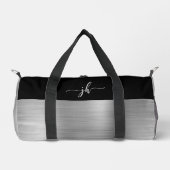 Sac De Sport Chic Argent brossé Métal noir Monogramme de script (Recto)