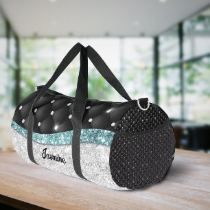 Sac De Sport Chic faux paillettes argenté noir sarcelle monogra