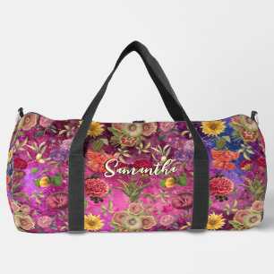 Sac De Sport Chic rose violet fleurs monogramme