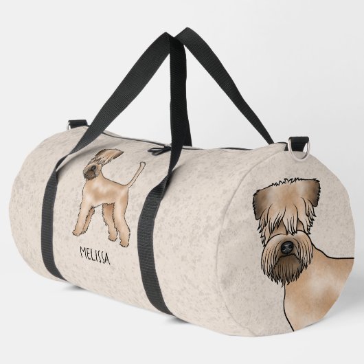 Sac De Sport Chien De Terrier Roulé Sur Le Beige Avec Son Nom (Coin gauche)