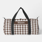 Sac De Sport Chocolate Brown Plaid Gingham Personalized (Recto)