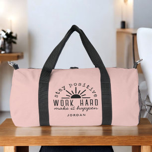 Sac De Sport Citation Motivationnelle Positive Rose avec Nom