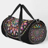 Sac De Sport Clair couleur Mandala rose Aqua Jaune sur noir (Coin droit)