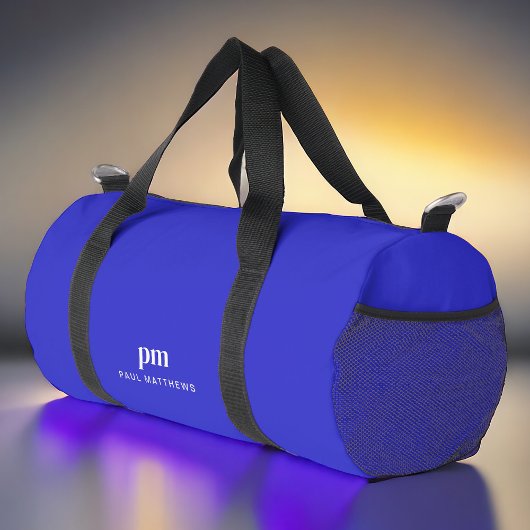 Sac De Sport Cobalt Bleu Simple Minimal Monogramme et nom