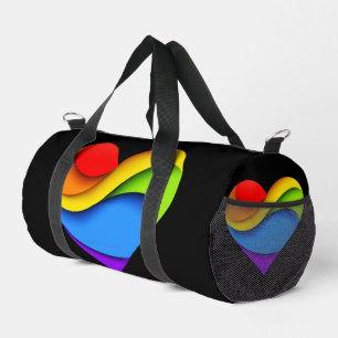 Sac De Sport Coeur en forme de SlipperyJoe arc-en-ciel rouge or
