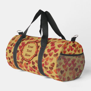 Sac De Sport Coeurs Feuilles Automne Sur Vieux Papier