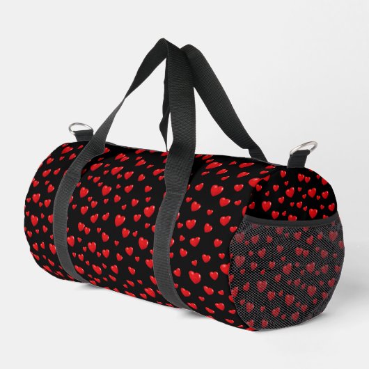Sac De Sport Coeurs rouges sur noir (Coin droit)