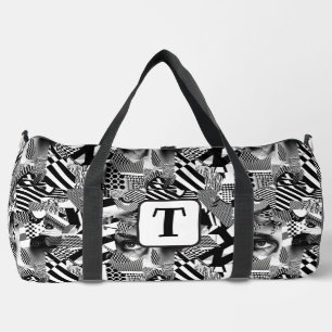 Sac De Sport Collage d'art noir et blanc de différents motifs 1