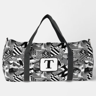 Sac De Sport Collage d'art noir et blanc de différents motifs 1