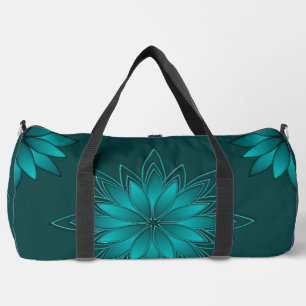 Sac De Sport Conception de mandala à feuilles de teal sur fond