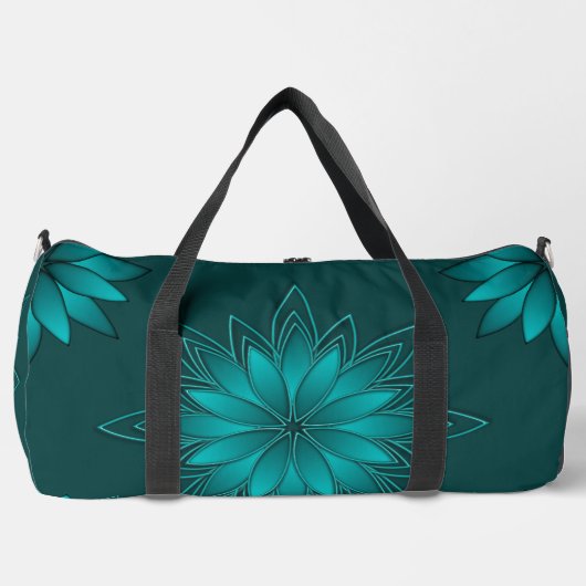 Sac De Sport Conception de mandala à feuilles de teal sur fond (Recto)