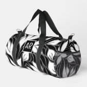 Sac De Sport Cool Noir & blanc Modèle Floral moderne Monogramme (Coin droit)