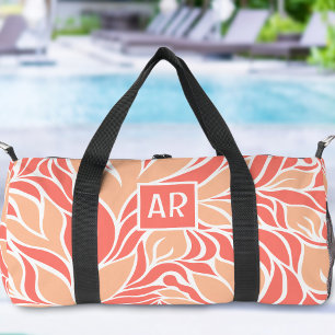 Sac De Sport Cool Peach Orange Moderne Motif Floral Monogramme