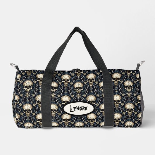 Sac De Sport Crânes gothiques Blue Floral (Recto)