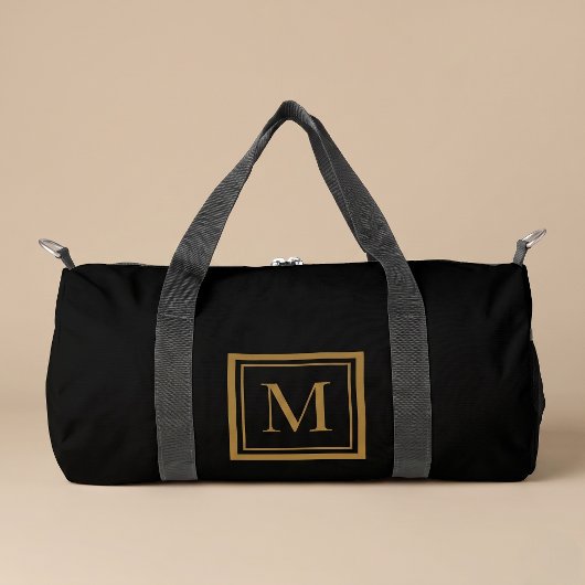 Sac De Sport Custom Black & Gold Framed Monogram