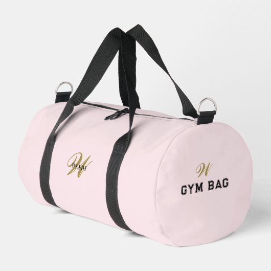 Sac De Sport Custom Gold Initial l Girly Blush Pink Fitness Gym (Coin gauche)