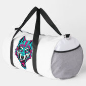 Sac De Sport Cyberpunk Neon Wolf - Synthwave Robotic Animal (Coin droit)