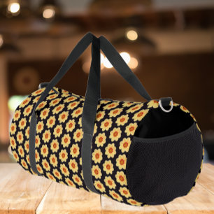 Sac De Sport Dahlia jaune motif floral sur noir