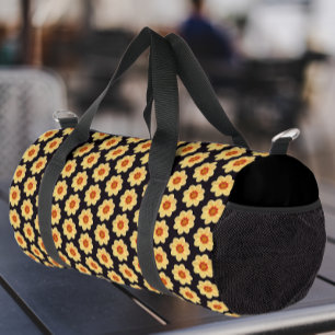Sac De Sport Dahlia jaune motif floral sur noir