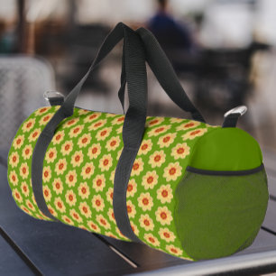 Sac De Sport Dahlia jaune motif floral sur vert