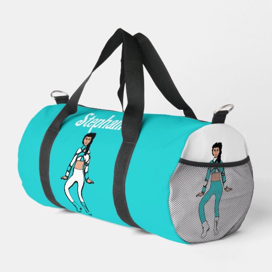 Sac De Sport Danseuse personnalisée Duffle Aqua White #2 (Coin droit)