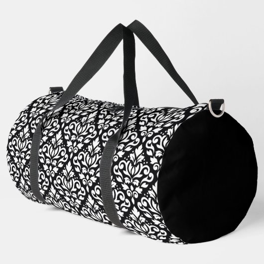 Sac De Sport Défiler le motif Damas blanc sur le noir (Coin gauche)