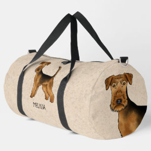 Sac De Sport Dessin animé de Terrier Airedale sur fond beige av