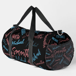 Sac De Sport Deux noms couples motif monogramme bleu rose clair