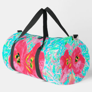 Sac De Sport Deux Rosy Red Coral Plum Crazy Hibiscus sur Aqua