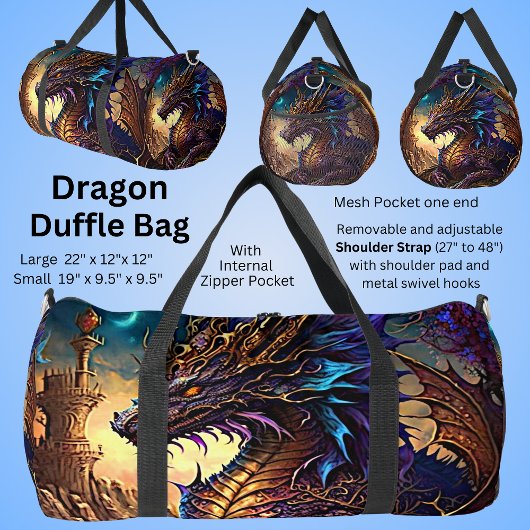 Sac De Sport Dragon bleu or pourpre avec tour