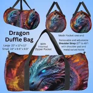 Sac De Sport Dragon bleu sur Arrière - plan de feu